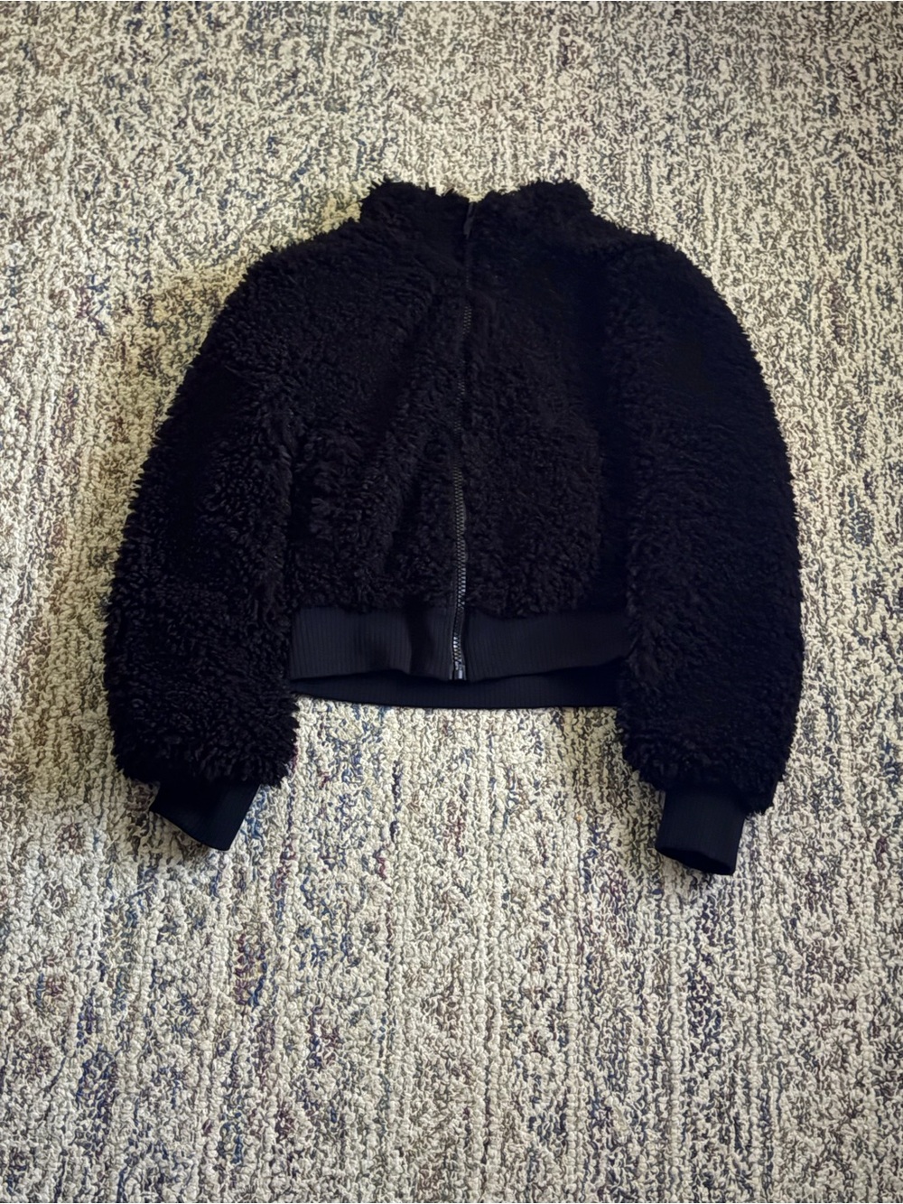 Guess Black Faux Shearling Teddy Bomber Jacket